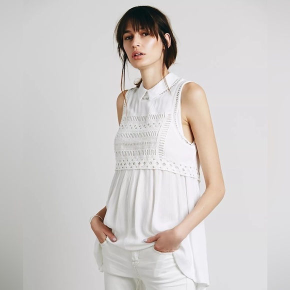 Free People Twice As Nice 2fer Crinkly Crepe Tunic Top Size Small Women - Picture 1 of 15